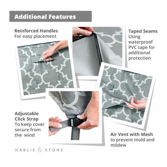 Harlie & Stone Rectangle Patio Table Cover, Heavy Duty Outdoor Table Covers. - Picture 5 of 5